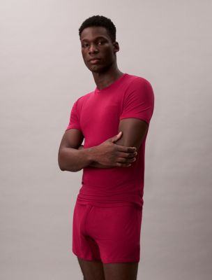 Мужская футболка Calvin Klein Ultra Soft Modal Crewneck Sleep T-Shirt, цвет: Свекольный красный — фото 6