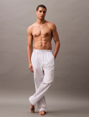 Cotton Poplin Sleep Pants, Steady Stripe Grisaille