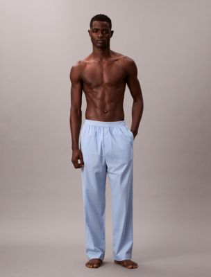 Cotton Poplin Sleep Pants, Plotter Plaid Frozen Fjord