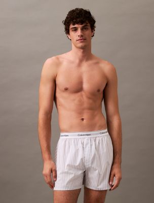 Cotton Poplin Boxer, Steady Stripe Grisaille