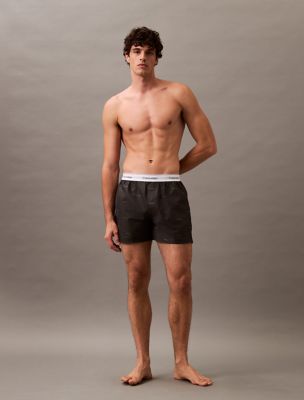 Cotton Poplin Boxer, Spaced Logo Black