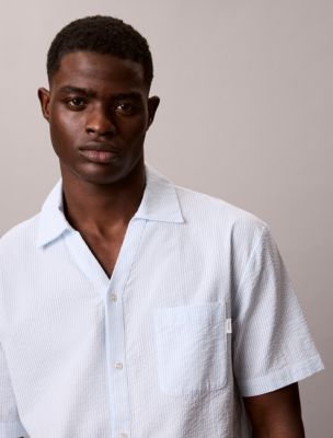 Мужские рубашки Calvin Klein Seersucker Relaxed Sleep Button-Down Shirt — фото 2