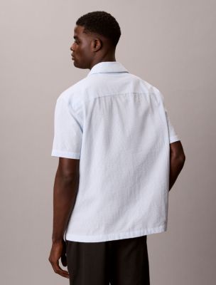 Мужские рубашки Calvin Klein Seersucker Relaxed Sleep Button-Down Shirt — фото 3