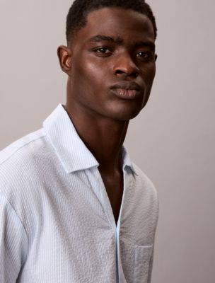 Мужские рубашки Calvin Klein Seersucker Relaxed Sleep Button-Down Shirt — фото 5