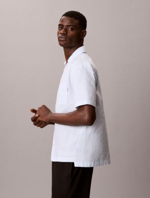 Мужские рубашки Calvin Klein Seersucker Relaxed Sleep Button-Down Shirt — фото 6