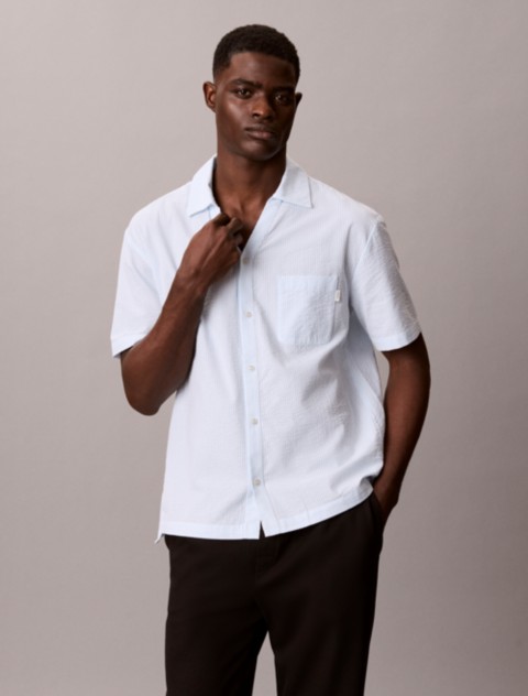 Мужские рубашки Calvin Klein Seersucker Relaxed Sleep Button-Down Shirt