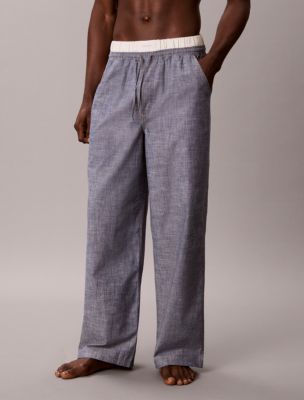 Пижамные брюки для мужчин, хлопок — Calvin Klein, цвет: Шамбре индиго — фото 3