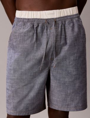 Пижамные шорты для мужчин, хлопок — Calvin Klein, цвет: Шамбре индиго — фото 3