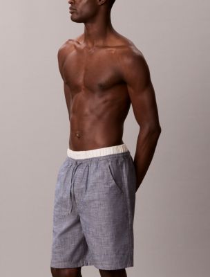 Пижамные шорты для мужчин, хлопок — Calvin Klein, цвет: Шамбре индиго — фото 4