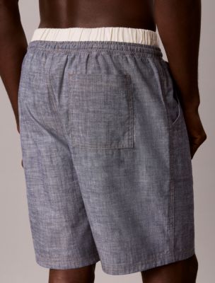 Пижамные шорты для мужчин, хлопок — Calvin Klein, цвет: Шамбре индиго — фото 6