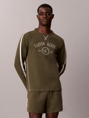 Brushed Waffle Long Sleeve Sleep Tee, Olive Night