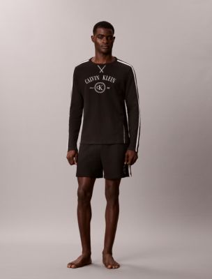Пижамный топ для мужчин, длинный рукав, вафельная ткань — Calvin Klein, цвет: Чёрный — фото 2