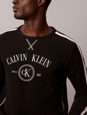 Пижамный топ для мужчин, длинный рукав, вафельная ткань — Calvin Klein, цвет: Чёрный — фото 3
