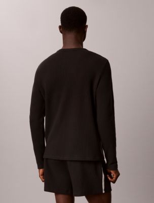 Пижамный топ для мужчин, длинный рукав, вафельная ткань — Calvin Klein, цвет: Чёрный — фото 4