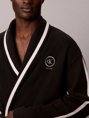 Халат для мужчин, вафельная ткань — Calvin Klein, цвет: Чёрный — фото 3