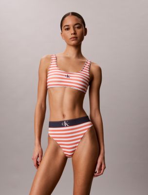 Monologo Swim Bralette, Acorn Orange Stripe