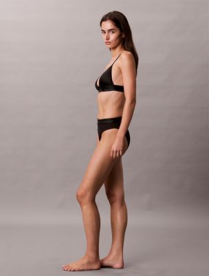 Верх бикини Icon Shine, треугольные чашки — Calvin Klein, цвет: Чёрный — фото 4