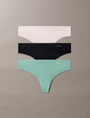 Invisibles 3-Pack Thong, Charming Green / Black / Nymphs Thigh