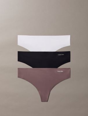 Invisibles 3-Pack Thong, Black/Botanical Brown /Frosty Lilac