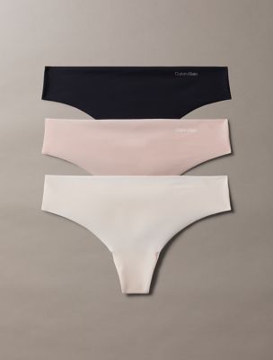 Invisibles 3-Pack Thong, Black / Subdued / Peach