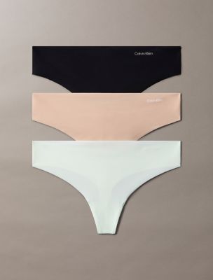 Invisibles 3-Pack Thong, Black/Cedar/Lime Crème