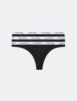 Carousel Logo Cotton 3-Pack Thong, Black/Black/Black