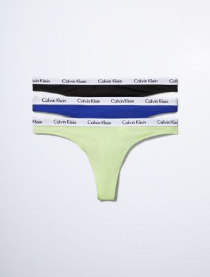 Carousel Logo Cotton 3-Pack Thong, Energy/Clematis/Black