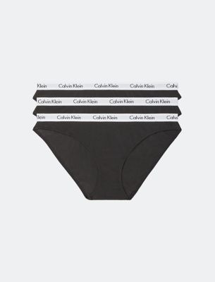 Carousel Logo Cotton 3-Pack Bikini, Black