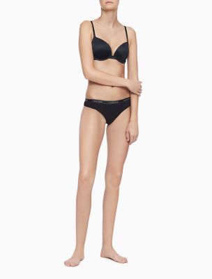 Cotton Essentials Logo Thong, Black