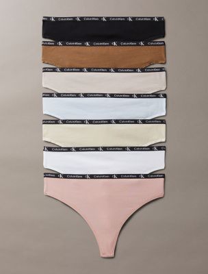 Calvin Klein 1996 Cotton Stretch 7-Pack Modern Thong, Sand Trap Multi
