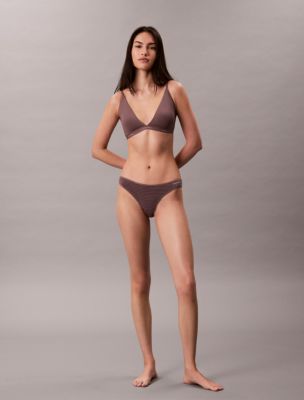 Ideal Cotton Bikini, Erin Stripe Botanical Brown