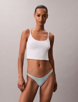 Modern Logo Dipped String Thong, Cloud Blue