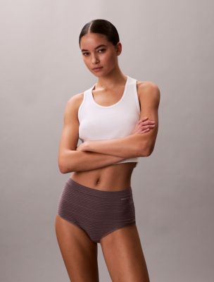 Ideal Cotton High Rise Brief, Erin Stripe Botanical Brown