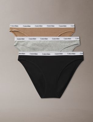 Modern Logo 3-Pack Bikini, Black / Grey Heather / Cafe Fun