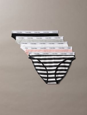 Icon Logo 5-Pack Low Rise Bikini, Black/Classic White/Triple Stripe Small Black/Subdued/Grey Heather