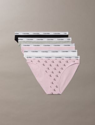 Icon Logo 5-Pack Low Rise Bikini, Black/Grey Heather/Hawaii Orchid/Classic White/Collegiate Logo Small Hawaii Orchid