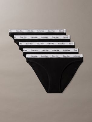 5-Pack cinq culottes bikini à taille basse à logo moderne, noires