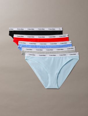 5-Pack cinq culottes bikini taille basse à logo moderne, glacier / gris chiné / bleu sterling / fusion / noir