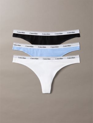 Modern Logo 3-Pack Low Rise Thong, Black/White/Frozen Fjiord