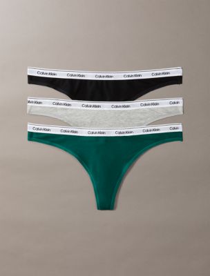 Modern Logo 3-Pack Low Rise Thong, Black/Grey Heather/Turf