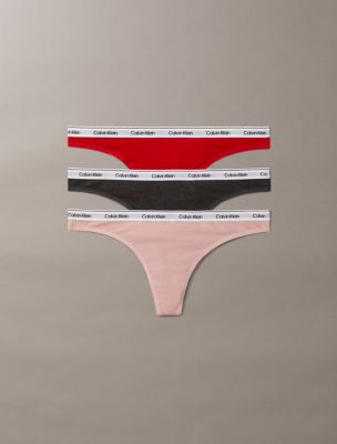 Modern Logo 3-Pack Low Rise Thong, Charcoal Grey/Adreniline Rush/Subdued