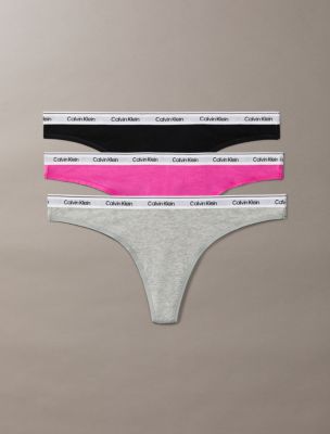 Modern Logo 3-Pack Low Rise Thong, Black/Grey Heather/ Stunning Orchid