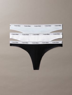 Icon Logo 3-Pack Low Rise Thong, Black/Classic White/Plein Air