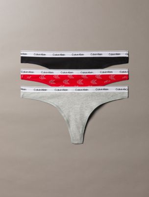 Icon Logo 3-Pack Low Rise Thong, Grey Heather Multi