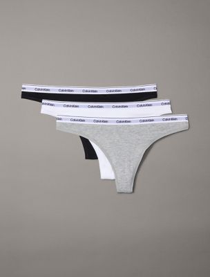 Modern Logo 3-Pack Low Rise Thong, Grey / Black / White