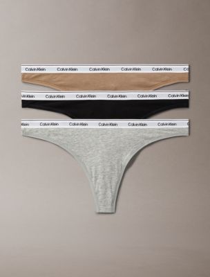 Modern Logo 3-Pack Low Rise Thong, Grey Heather / Black / Cafe Fun