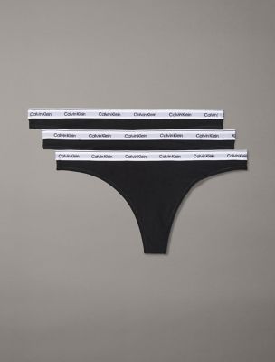 Modern Logo 3-Pack Low Rise Thong, Black