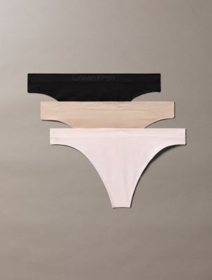 Bonded Flex 3-Pack Mid Rise Thong, Black / Cedar / Eggshell