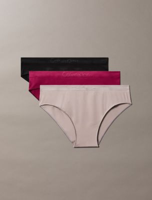Bonded Flex 3-Pack Mid Rise Bikini, Black / Mink / Beet Red