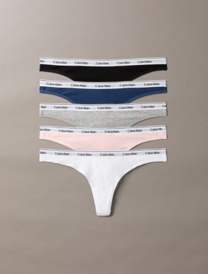 Modern Logo 5-Pack Thong, Black/White/Grey Heather/Potpourri/Dark Denim